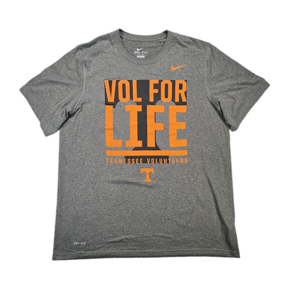 Nike DriFit Tennessee Volunteers Vols Gray Orange T Shirt Mens XL